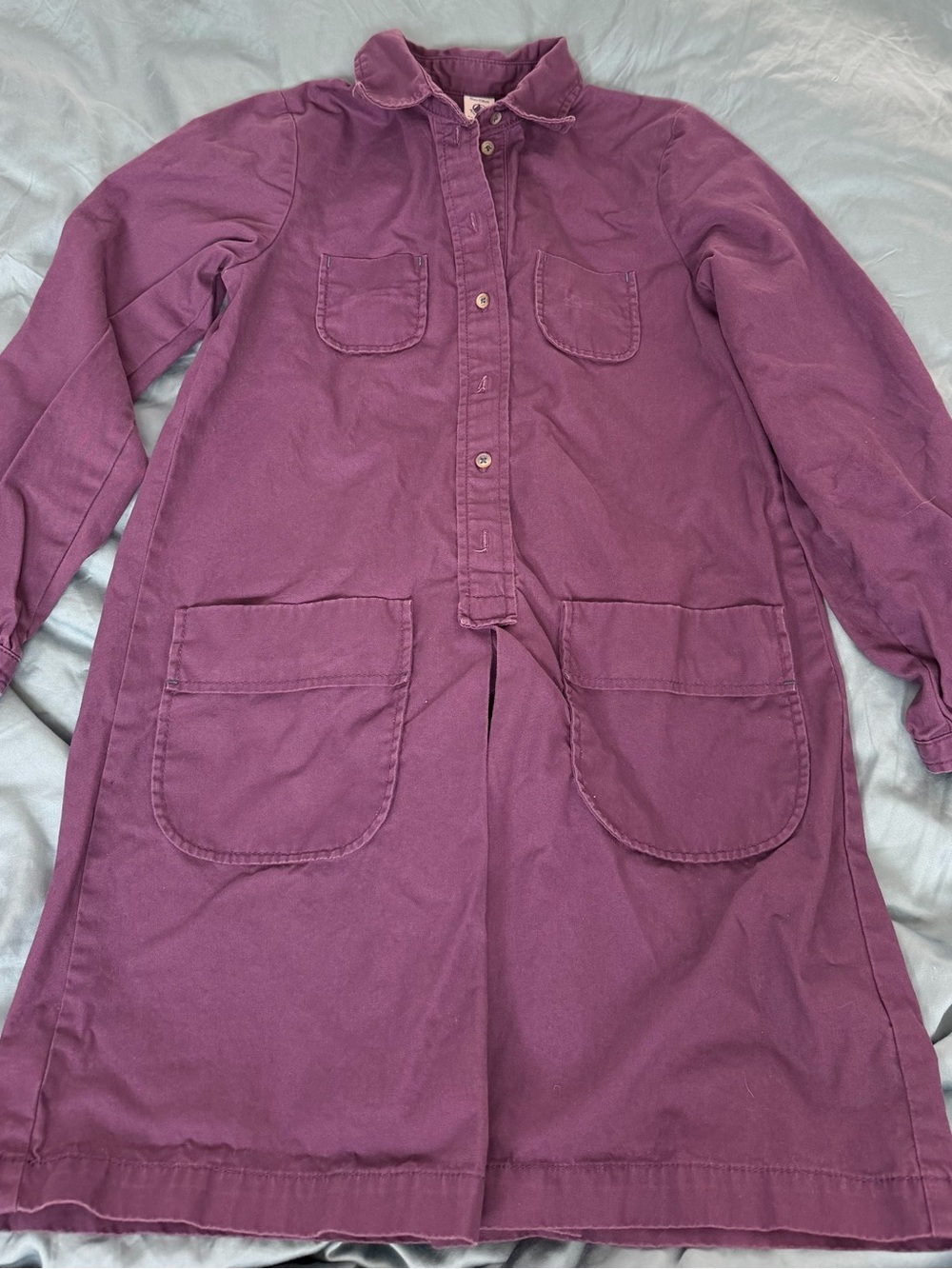 Petit Bateau Girls' Long Purple Casual Utility Dress